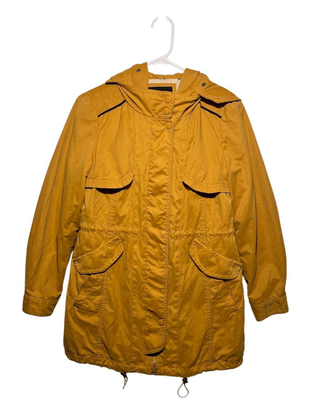 Etam Weekend Mustard Yellow Hooded Lightweight Utility Coat - Size 38 (M) - Picture 2 of 9
